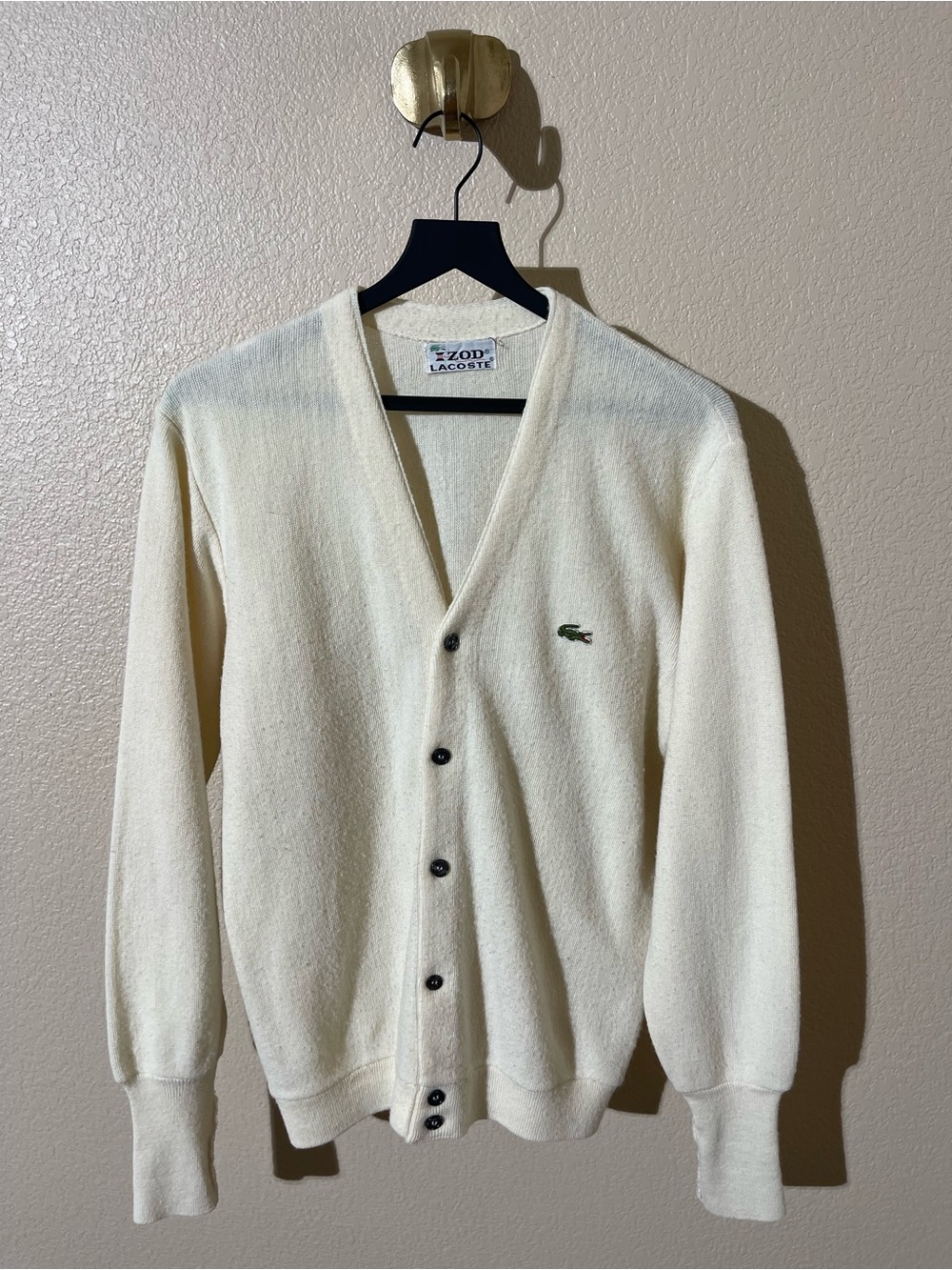 Vintage 1970'S Lacoste IZOD acrylic knit cardigan men's size L